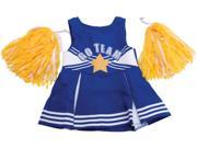Fibre Craft 5487FS Springfield Collection Cheerleader Outfit Blue and White Uniform W Yellow Pom Poms