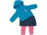 Fibre Craft 153160 Springfield Collection Casual Outfit Teal Hoodie Denim Skirt Pink Pants