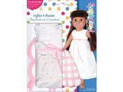 Fibre Craft 153158 Springfield Collection Nightie Outfit White Nightie with Pink White Blanket