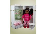 The Queens Treasures AGWWV W Deluxe Doll Storage Trunk Vanity For 18 in. American Girl White