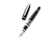 Aeropen International CJ 5301F Fountain Pen with Black Lacquer White Marbleized Barrel