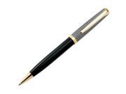 Aeropen International CA 5001BG Twist Action Brass Ballpoint Pen with Satin Chrome Black Lacquer Lower Barrel
