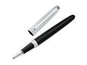 Aeropen International CB 5001RC Cap Off Brass Rollerball Pen with Chrome Striped Black Lacquer