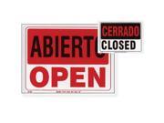 Bazic Products S 50 24 9 in. x 12 in. Abierto Sign with Cerrado Sign on Back Box of 24