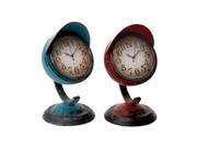 Woodland Import 55448 Table Clock Assorted in Red and Blue Colors Set of 2