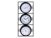 Benzara 35418 Contemporary Metal Clock with Two Thermometer Minimal Style