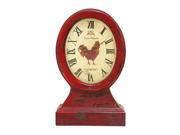 Benzara 69256 Farmer Themed Table Top Clock In Vintage Wood