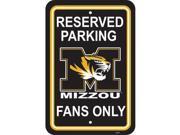 Fremont Die 50244 12 X 18 Plastic Parking Sign Missouri Tigers