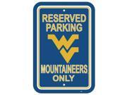 Fremont Die 50273 West Virginia Mountaineers 12 in. X 18 in. Plastic Parking Sign