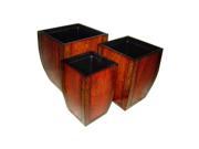 Cheung s FP 2487 3 Set Of 3 Wooden Curve Tapered Square Planter