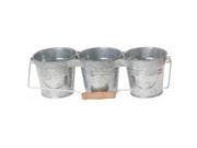 Houston International 14.5in. x 4.75in. Galvanized 3 Pail Planter With Handle 8331