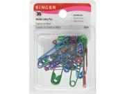 Singer 35 Assorted Colors Sizes Metallic Safety Pins 00294