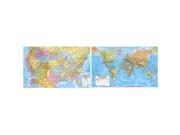 Universal Map Group Llc UNI2982227 Us World Physical Politcal Map Set 50 X 38