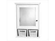 Zenith Products TH22WW Wood Medicine Cabinet withBaskets in White and Beveled Mirror
