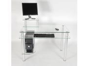 RTA Home and Office CT 009 Clear Glass and Aluminum Computer Desk