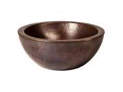 The Copper Factory Solid Hand Hammered Copper 16.5in. Diameter Double Wall Round Vessel Sink in Antique Copper Finish CF161AN