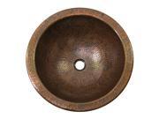 The Copper Factory Solid Hand Hammered Copper Large Round Undermount Lavatory Sink in Antique Copper Finish CF150AN