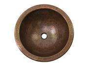 The Copper Factory Solid Hand Hammered Copper Large Round Self Rimming Lavatory Sink in Antique Copper Finish CF150AN
