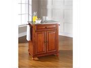 Crosley Furniture KF30022DCH Cambridge Stainless Steel Top Portable Kitchen Island in Classic Cherry Finish
