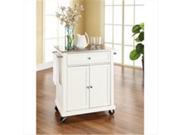 Crosley Furniture KF30022EWH Stainless Steel Top Portable Kitchen Cart Island in White Finish