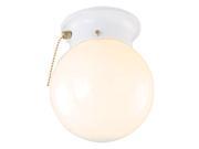 Design House 510040 1 Light Glass Globe Ceiling Mount with Pull Chain White Finish 510040