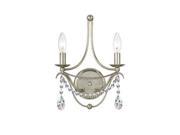 Crystorama Lighting 412 SA CL SAQ Metro 2 Light Bath Bracket with Clear Glass Beads in Antique Sliver