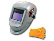 Astro Pneumatic AST8077SE Deluxe Solar Auto Darkening Welding Helmet with Large Viewing Area and Pair of Leather Gloves