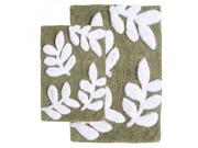Chesapeake Merchandising 35140 2 Piece Monte Carlo Bath Rug Set 21 in. x 34 in. and 17 in. x 24 in. Sage and White