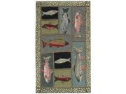Home Fires AR CY086B 22 in. x 34 in. Mountain Trout Indoor Hand Hooked Area Rug Sage Green