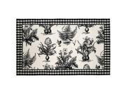 123 Creations C700.4 rd Black and White Botanical Hooked Rug 100 Percent Wool 120 Knot