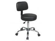 Office Star ST235V 3 Pneumatic Drafting Chair with Black Vinyl Stool and Back. Heavy Duty Chrome Base with Dual Wheel Carpet Casters Black Vinyl