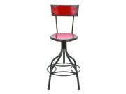 Benzara 55418 Old Look Fire Engine Red Bar Chair With Adjustable Seat