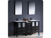 Fresca FVN62 241224ES UNS Torino 60 in. Espresso Modern Double Sink Bathroom Vanity with Side Cabinet Integrated Sinks