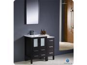 Fresca FVN62 2412ES UNS Torino 36 in. Espresso Modern Bathroom Vanity with Side Cabinet Integrated Sinks