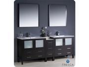 Fresca FVN62 361236ES UNS Torino 84 in. Espresso Modern Double Sink Bathroom Vanity with Side Cabinet Integrated Sinks