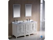 Fresca FVN20 241224AW Oxford 60 in. Antique White Traditional Double Sink Bathroom Vanity with Side Cabinet