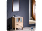 Fresca FVN6224LO UNS Torino 24 in. Light Oak Modern Bathroom Vanity with Integrated Sink