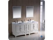 Fresca FVN20 301230AW Oxford 72 in. Antique White Traditional Double Sink Bathroom Vanity with Side Cabinet