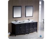 Fresca FVN20 301230ES Oxford 72 in. Espresso Traditional Double Sink Bathroom Vanity with Side Cabinet