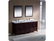 Fresca FVN20 301230MH Oxford 72 in. Mahogany Traditional Double Sink Bathroom Vanity with Side Cabinet