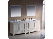 Fresca FVN20 361236AW Oxford 84 in. Antique White Traditional Double Sink Bathroom Vanity with Side Cabinet