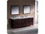 Fresca FVN20 361236MH Oxford 84 in. Mahogany Traditional Double Sink Bathroom Vanity with Side Cabinet