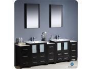 Fresca FVN62 72ES UNS Torino 84 in. Espresso Modern Double Sink Bathroom Vanity with 3 Side Cabinets Integrated Sinks