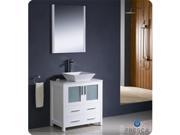 Fresca FVN6230WH VSL Torino 30 in. White Modern Bathroom Vanity with Vessel Sink