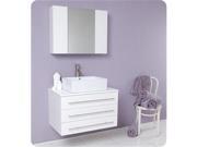 Fresca FVN6183WH Modello White Modern Bathroom Vanity with Marble Countertop