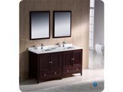 Fresca FVN20 3030MH Oxford 60 in. Mahogany Traditional Double Sink Bathroom Vanity