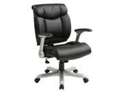 Office Star Work Smart ECH8967R5 EC3 Managers Black Eco Leather Chair with Fixed Padded Arms and Silver Base