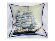 Betsy Drake HJ555 Whaling Ship Art Only Pillow 18 x18