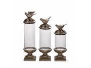 Benzara 53505 Polystone Glass Bird Jar Set of 3