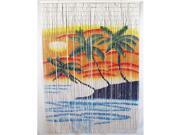Bamboo54 5237 Orange and Blue Palm Curtain